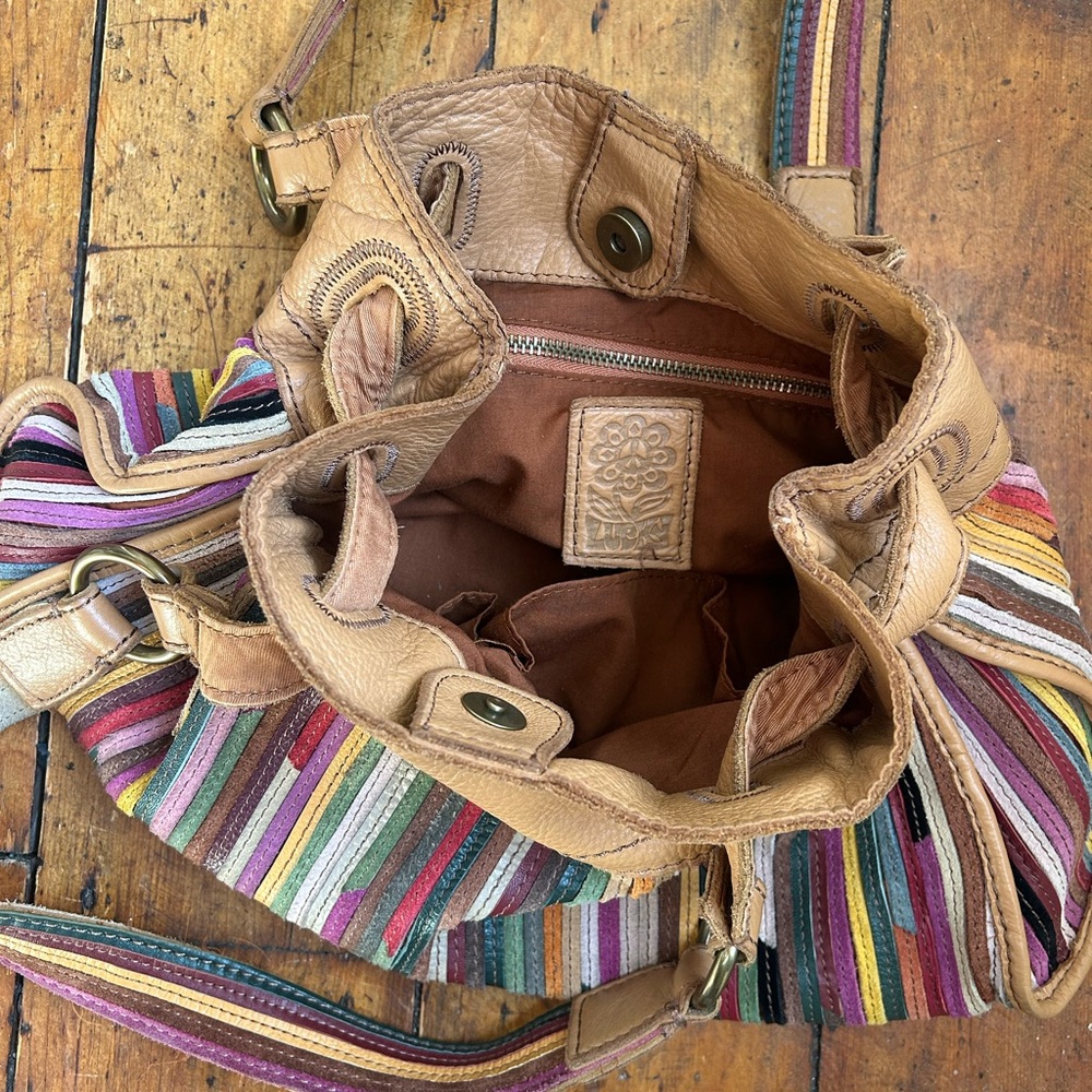 LUCKY BRAND Multicolor Striped Leather Shoulder Bag